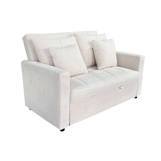 Sofá cama de tejido en crema, 140 x 99 x 88 cm | Divan
