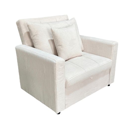 Sofá cama de tejido en crema, 99 x 99 x 88 cm | Divan