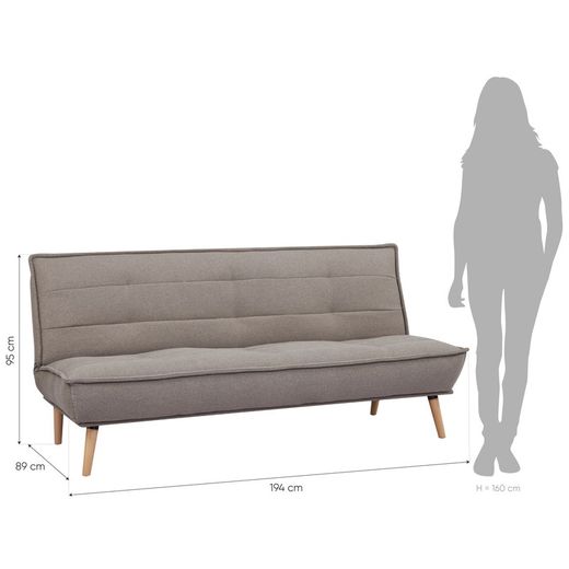 Canapé-lit rembourré marron (194 x 95 x 89 cm) | Série Hufranch