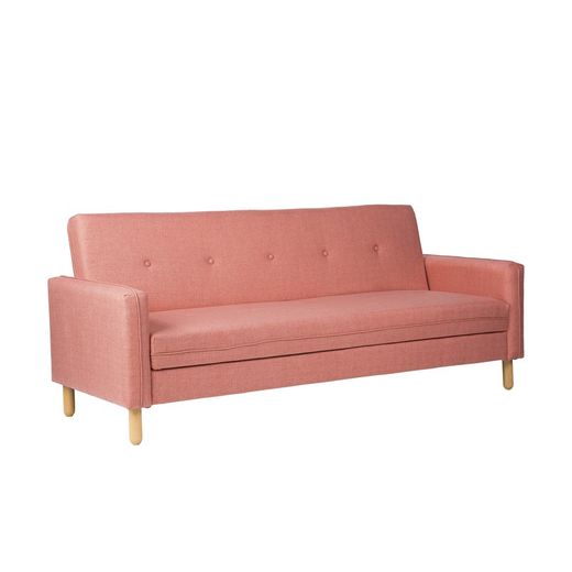 Sofá-cama estofado em rosa, 204x79x85,50 cm