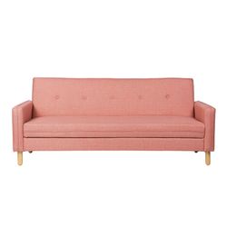 Sofá-cama estofado em rosa, 204x79x85,50 cm