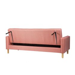 Sofá-cama estofado em rosa, 204x79x85,50 cm
