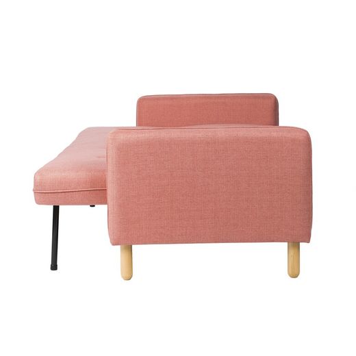 Sofá-cama estofado em rosa, 204x79x85,50 cm