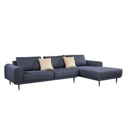 Sofa with chaise longue on the right Pärumm Abruzzo dark blue, 300 x (95/175) x 85 cm