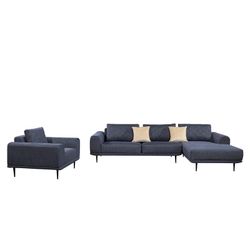 Sofa with chaise longue on the right Pärumm Abruzzo dark blue, 300 x (95/175) x 85 cm