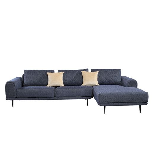 Sofa with chaise longue on the right Pärumm Abruzzo dark blue, 300 x (95/175) x 85 cm