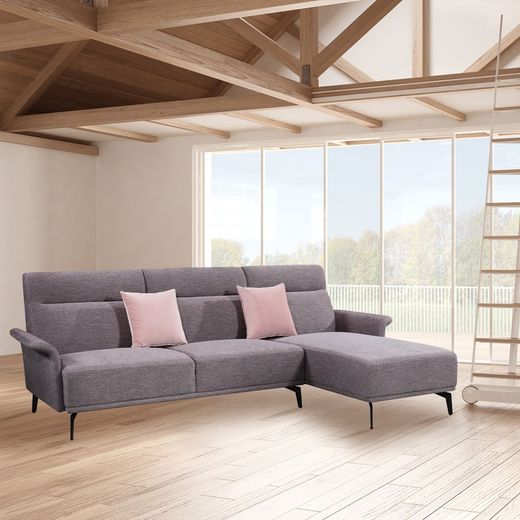 Canapé avec méridienne à droite Pärumm Molise couleur vison, 260 x (90/160) x 90 cm