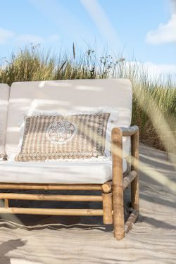 2-sits bambusoffa Natur/Vit, 150x80x71cm