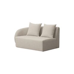 Sofá de exterior de 2 lugares com braço esquerdo em alumínio e olefina na cor bege, 140 x 93 x 80 cm | Marrom