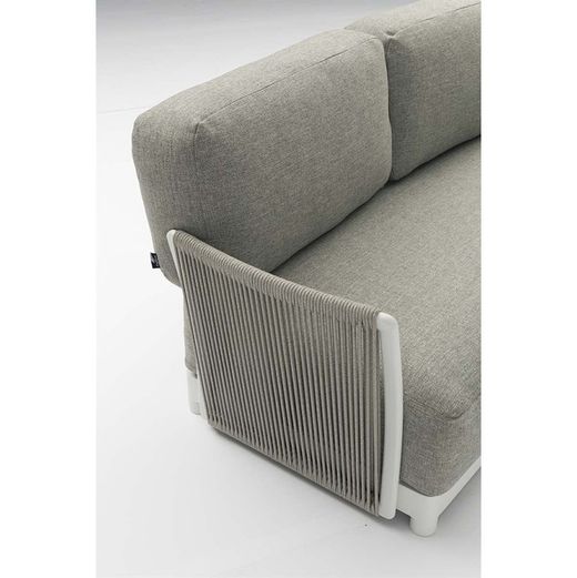 Garden sofa set made of aluminum, nautical rope, and white and gray fabric | Silai M