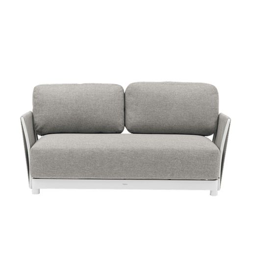 Garden sofa set made of aluminum, nautical rope, and white and gray fabric | Silai M