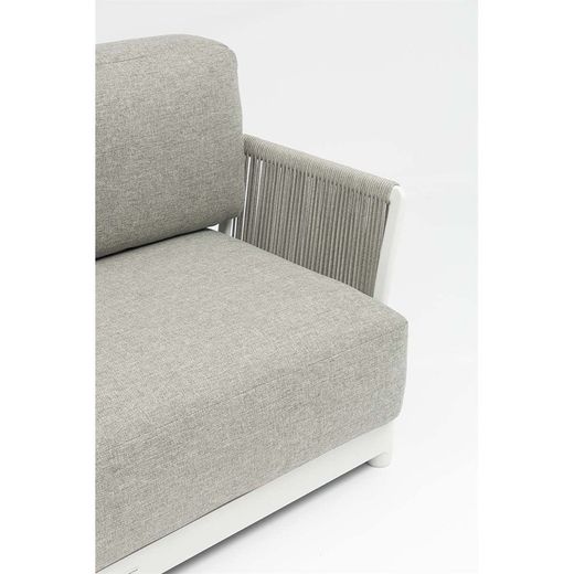 Garden sofa set made of aluminum, nautical rope, and white and gray fabric | Silai M