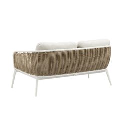 2 Seater Outdoor Sofa in Aluminium and Nautical Rope in White and Taupe, 162 x 78 x 83 cm | Irvine