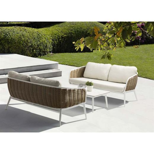 Ensemble de canapé de jardin en aluminium et corde en banc et taupe | Duo d'Irvine