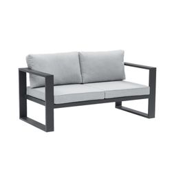 Conjunto de sofás para jardín de aluminio y olefina en antracita y gris | Nyland extra