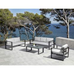 Conjunto de sofás para jardín de aluminio y olefina en antracita y gris | Nyland extra