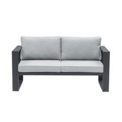 Conjunto de sofás para jardín de aluminio y olefina en antracita y gris | Nyland extra