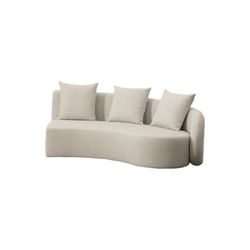 Beige aluminum and olefin garden sofa, armchair, pouf, and table set | Corinto