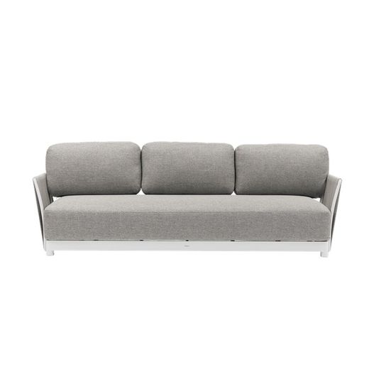 Garden sofa set made of aluminum, nautical rope, and white and gray fabric | Silai L