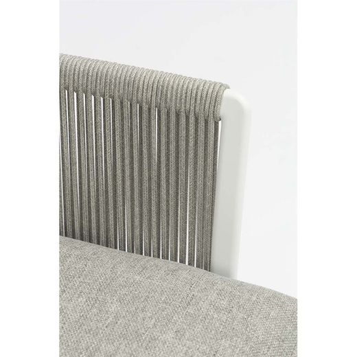 Garden sofa set made of aluminum, nautical rope, and white and gray fabric | Silai L