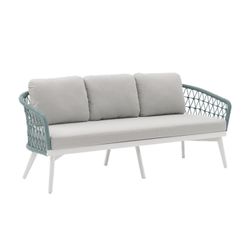 Aluminum and rope garden sofa set in white and aqua | Nelayan