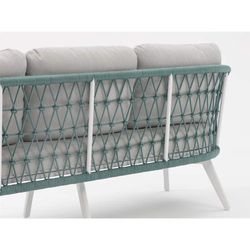 Aluminum and rope garden sofa set in white and aqua | Nelayan