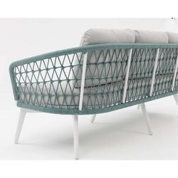 Aluminum and rope garden sofa set in white and aqua | Nelayan
