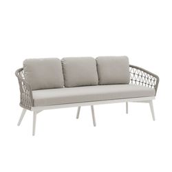 Aluminum and rope garden sofa set in white and greige | Nelayan