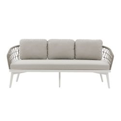 Aluminum and rope garden sofa set in white and greige | Nelayan
