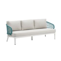 Garden sofa set made of aluminum and nautical rope in white and aqua | Isabela