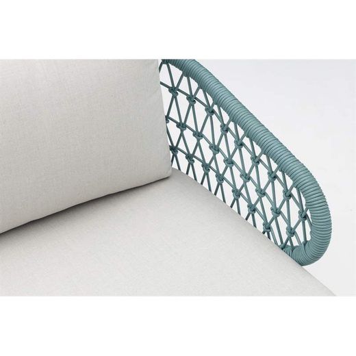 Garden sofa set made of aluminum and nautical rope in white and aqua | Isabela