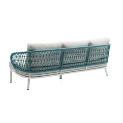 Garden sofa set made of aluminum and nautical rope in white and aqua | Isabela