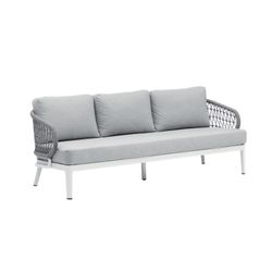 Garden sofa set made of aluminum and nautical rope in white and gray | Isabela