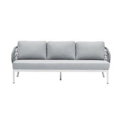 Garden sofa set made of aluminum and nautical rope in white and gray | Isabela