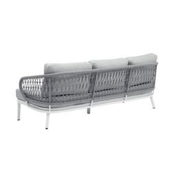 Garden sofa set made of aluminum and nautical rope in white and gray | Isabela