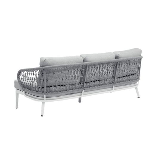 Conjunto de sofás para jardín con mesa elevable de aluminio y cuerda náutica en blanco y gris | Isabela