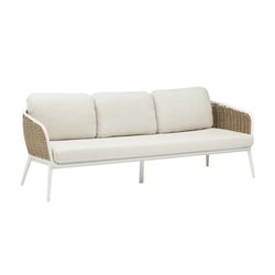 Aluminum and nautical rope garden sofa set in white and taupe | Irvine