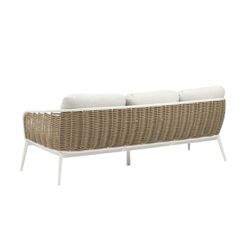 Aluminum and nautical rope garden sofa set in white and taupe | Irvine