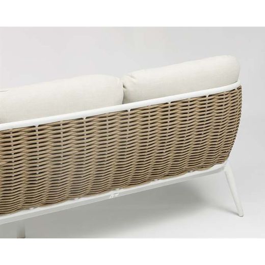 Aluminum and nautical rope garden sofa set in white and taupe | Irvine