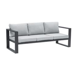 Sofá de 3 plazas para exterior de aluminio y tejido de olefina en antracita y gris medio, 210 x 80 x 83 cm | Nyland