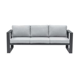Sofá de 3 plazas para exterior de aluminio y tejido de olefina en antracita y gris medio, 210 x 80 x 83 cm | Nyland