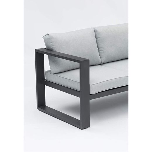 Sofá de 3 plazas para exterior de aluminio y tejido de olefina en antracita y gris medio, 210 x 80 x 83 cm | Nyland