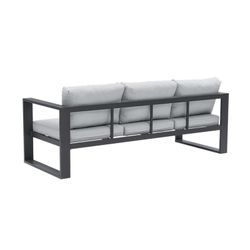 Sofá de 3 plazas para exterior de aluminio y tejido de olefina en antracita y gris medio, 210 x 80 x 83 cm | Nyland