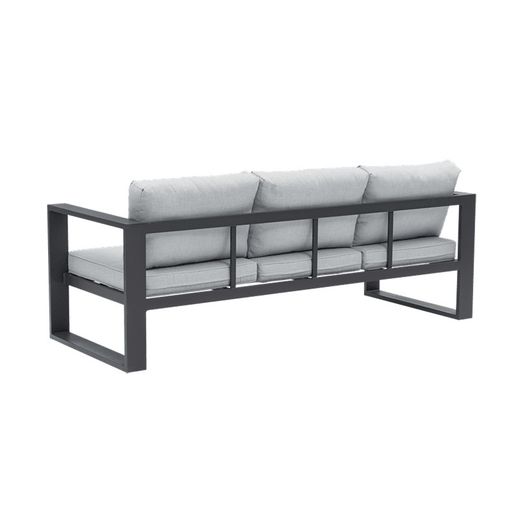 Sofá de 3 plazas para exterior de aluminio y tejido de olefina en antracita y gris medio, 210 x 80 x 83 cm | Nyland
