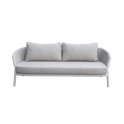 Sofá de 3 plazas para exterior de aluminio y tejido de olefina en blanco y gris claro, 193 x 80 x 83 cm | Attica