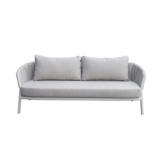 Conjunto de sofás para jardín de aluminio y tejido de olefina en blanco y gris | Attica
