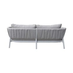 Sofá de 3 plazas para exterior de aluminio y tejido de olefina en blanco y gris claro, 193 x 80 x 83 cm | Attica
