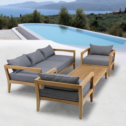 Garden sofa set in honey-colored teak | Roxas L