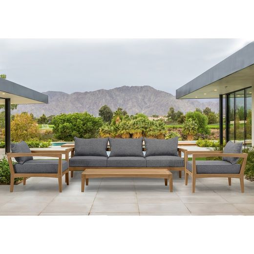 Garden sofa set in honey-colored teak | Roxas L