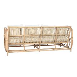 3-seater garden sofa in rattan and fabric in natural and beige, 192 x 72 x 75 cm | Fiber Outdoor